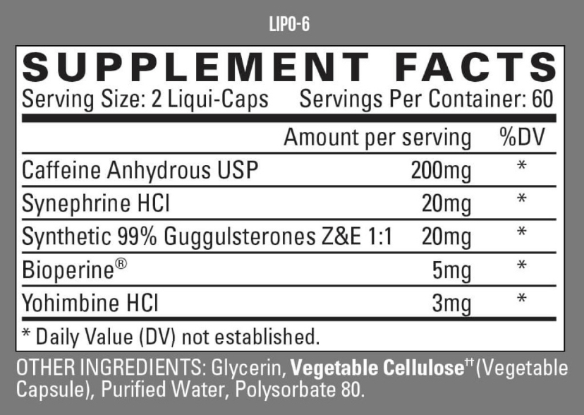 NUTREX LIPO 6 BASIX SERIES 120 LIQUI CAPS - Nutrition Depot
