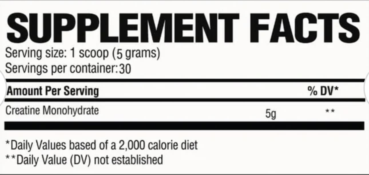 Raw Creatine Monohydrate 30 Servs