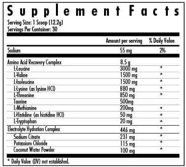 Información nutricional del suplemento USPLabs Modern EAA 366 GRS