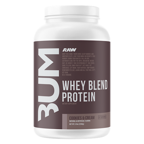 RAW BUM WHEY PROTEIN BLEND sabor cookies and cream de 5 lbs.