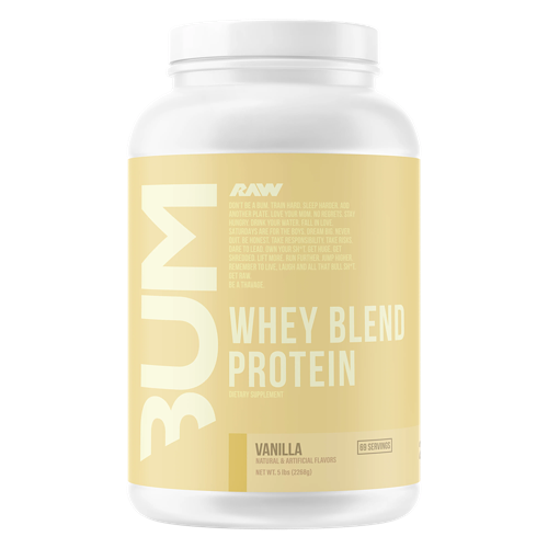 RAW BUM WHEY PROTEIN BLEND sabor vainilla de 5 lbs.