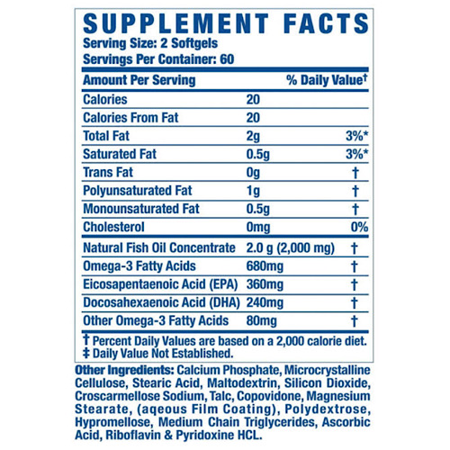 Información nutricional Omega-3 XS Ronnie Coleman