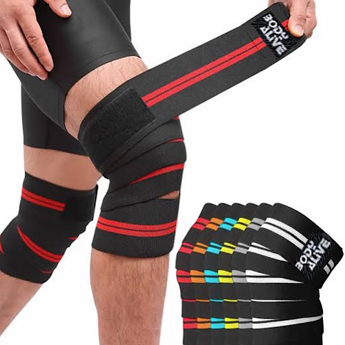Vendas Body Alive en detalle alrededor de la rodilla