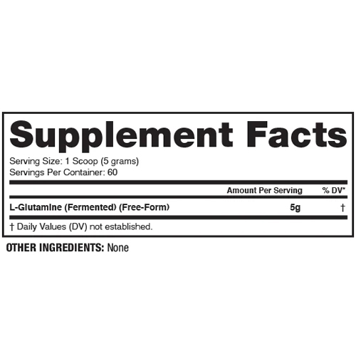 Tabla de ingredientes de Dragon Pharma Glutamine Fermented.