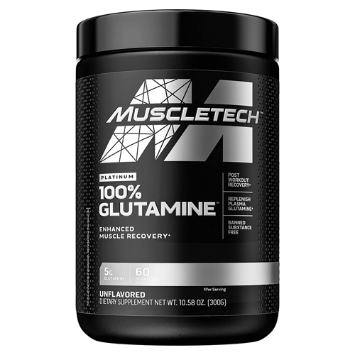 Envase de Muscletech Platinum 100% Glutamine.