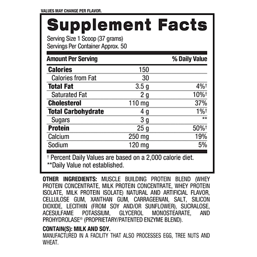 Etiqueta de información del producto BPI SPORTS WHEY HD 4 LBS