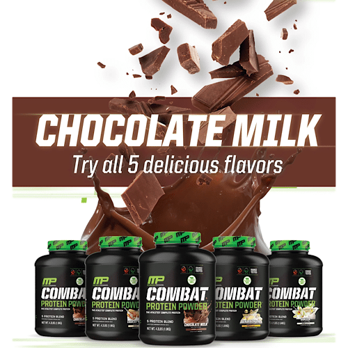 MusclePharm Combat Protein Powder en sus 5 sabores.