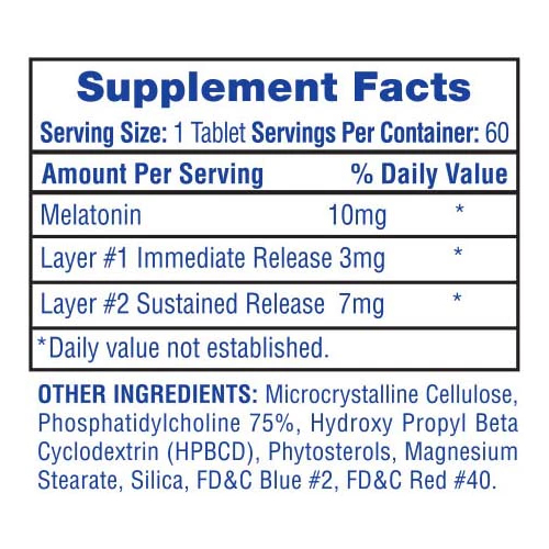 Información nutricional de Hi-Tech Pharma Melatonin 60 Tabs.