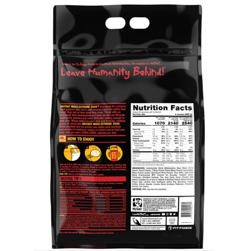 Valores nutricionales de Mutant Mass XXXTREME 2500.
