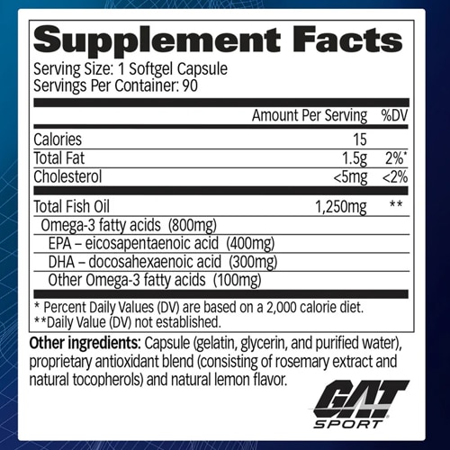 Información nutricional GAT Sport Omega 3
