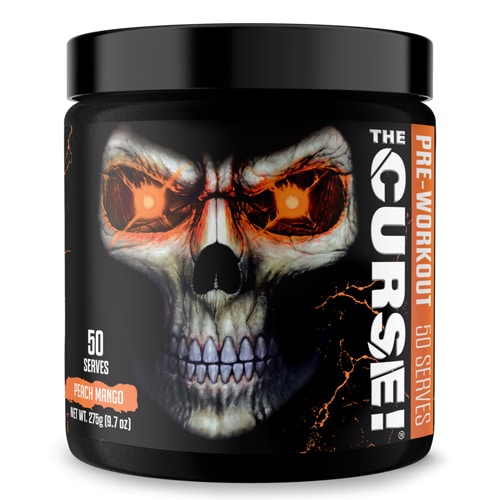 JNX The Curse Pre-Workout 50 Servings con diseño de calavera en la etiqueta frontal.