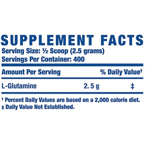 Información nutricional de Ronnie Coleman Glutamine XS 120 Servs