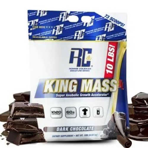 Suplemento Ronnie Coleman King Mass XL de frente sabor chocolate