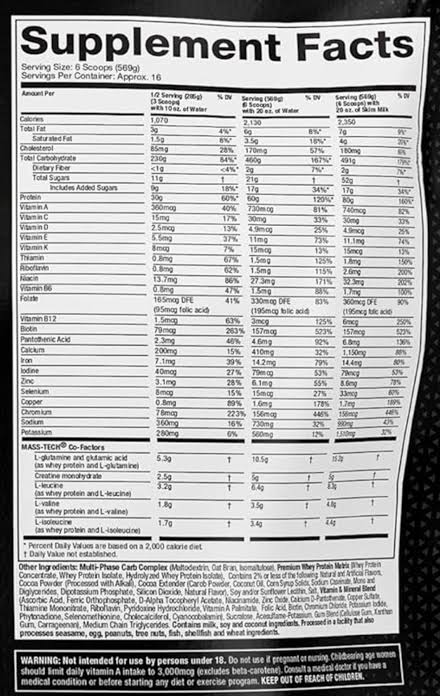 MuscleTech Mass Tech Extreme 2000 Mass Gainer 20 lbs