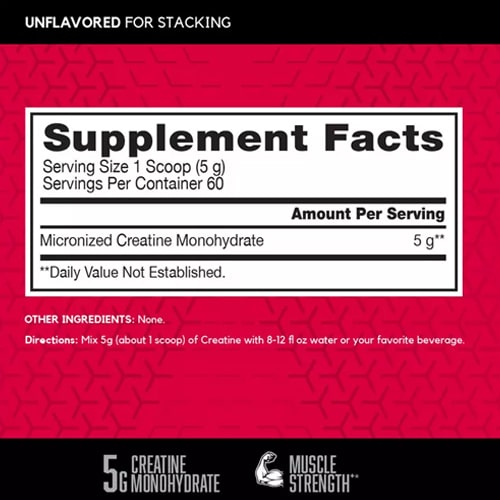 Tabla nutricional BSN Creatina Monohidrato 500 grs