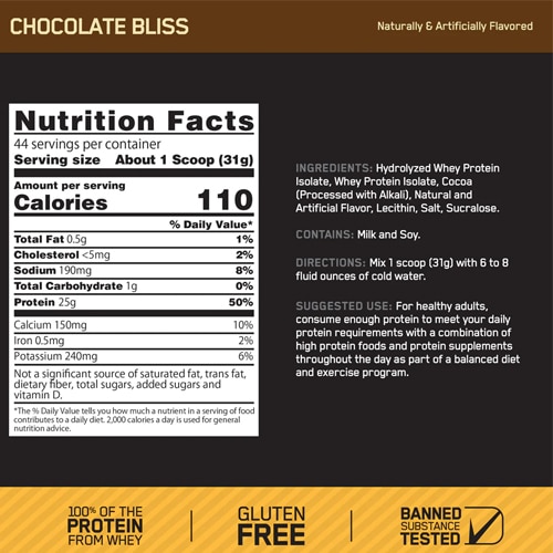 Información nutricional Gold Standard Isolate
