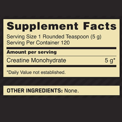 Tabla nutricional e ingredientes Optimum Nutrition Micronized Creatine 600g