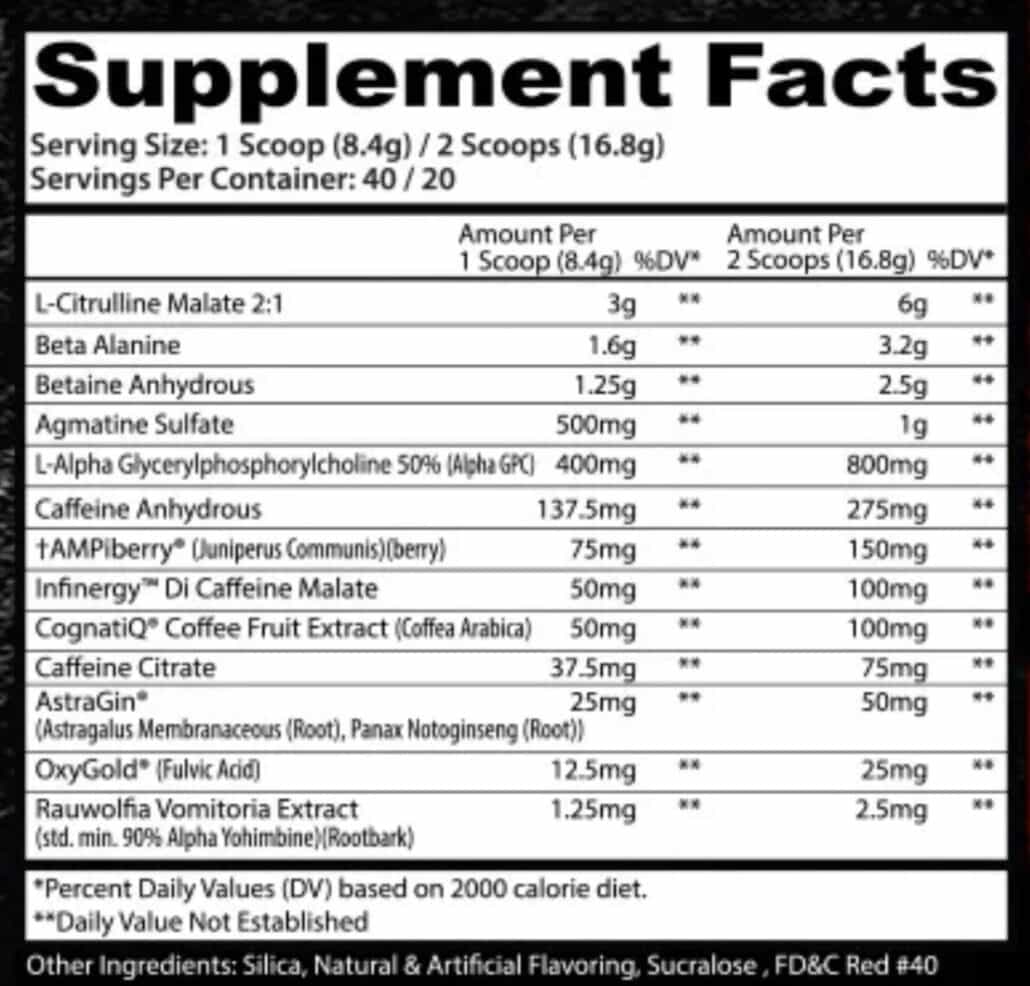 Insane Labz Psychotic X (40 Servicios) | Pre-Entreno de Energía Extrema