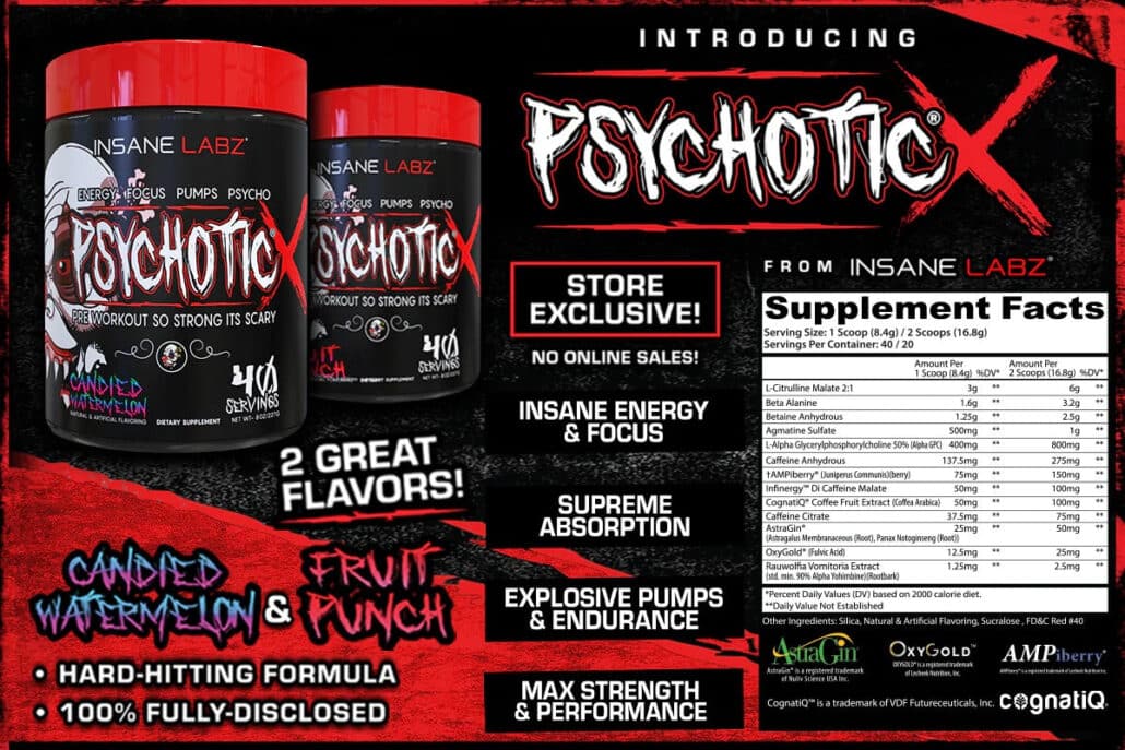 Insane Labz Psychotic X (40 Servicios) | Pre-Entreno de Energía Extrema