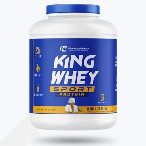 Bote de proteína Ronnie Coleman King Whey 5 lbs sabor Vainilla