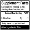 Tabla nutricional e ingredientes de Insane Labz Citrulline 2g de L-Citrulina
