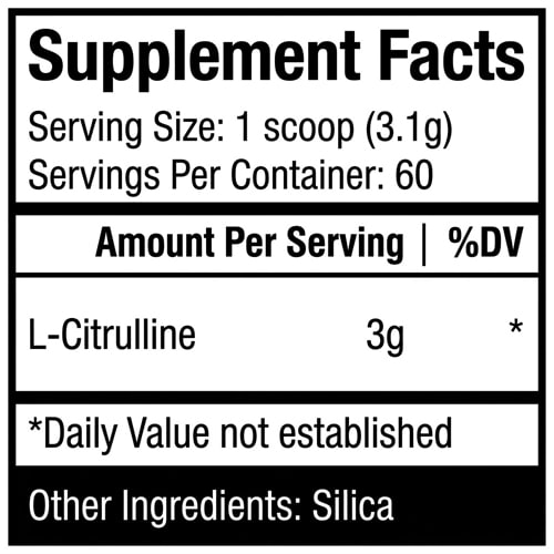 Tabla nutricional e ingredientes de Insane Labz Citrulline 2g de L-Citrulina